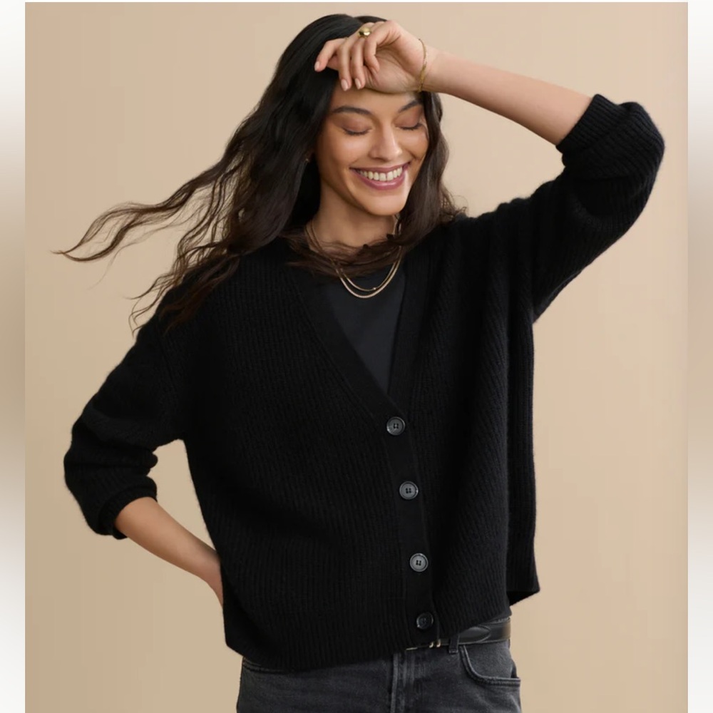 Jenni Kayne Cropped Cashmere Cocoon Cardigan Black XS Black
